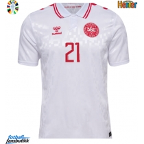 Danmark Morten Hjulmand #21 Bortedrakt EM 2024 Kortermet